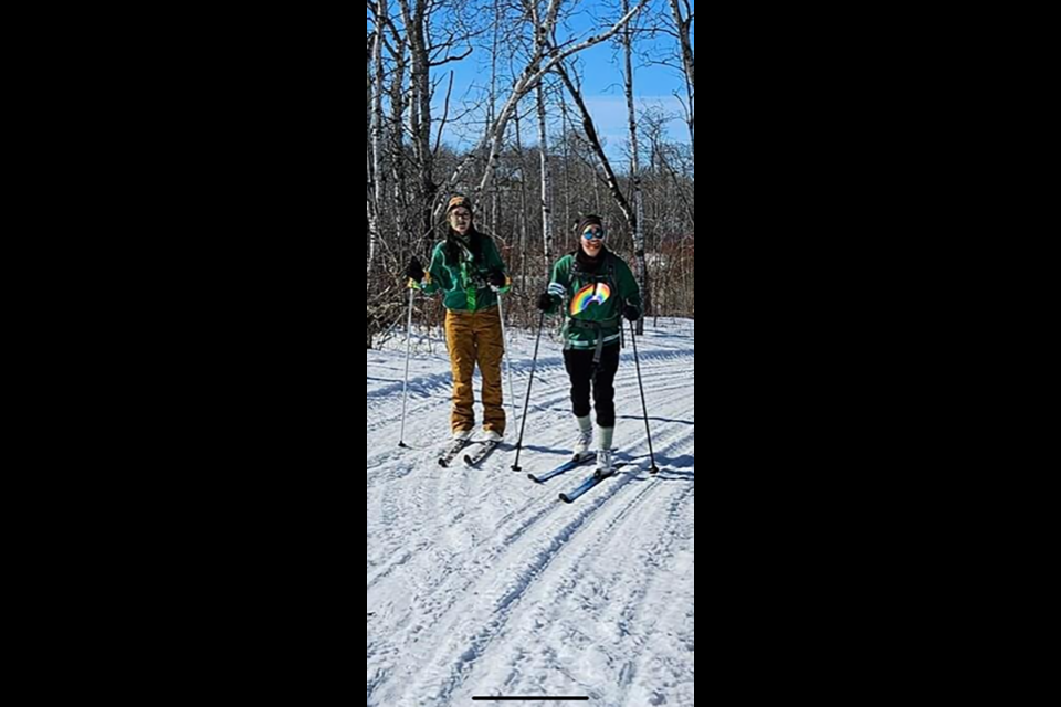Lauren Mentanko, left, and Valérie Caza of Canora looked like they were enjoying their time on the ski trails, and also won the award for best dressed skiers thanks to their leprechaun costumes. 