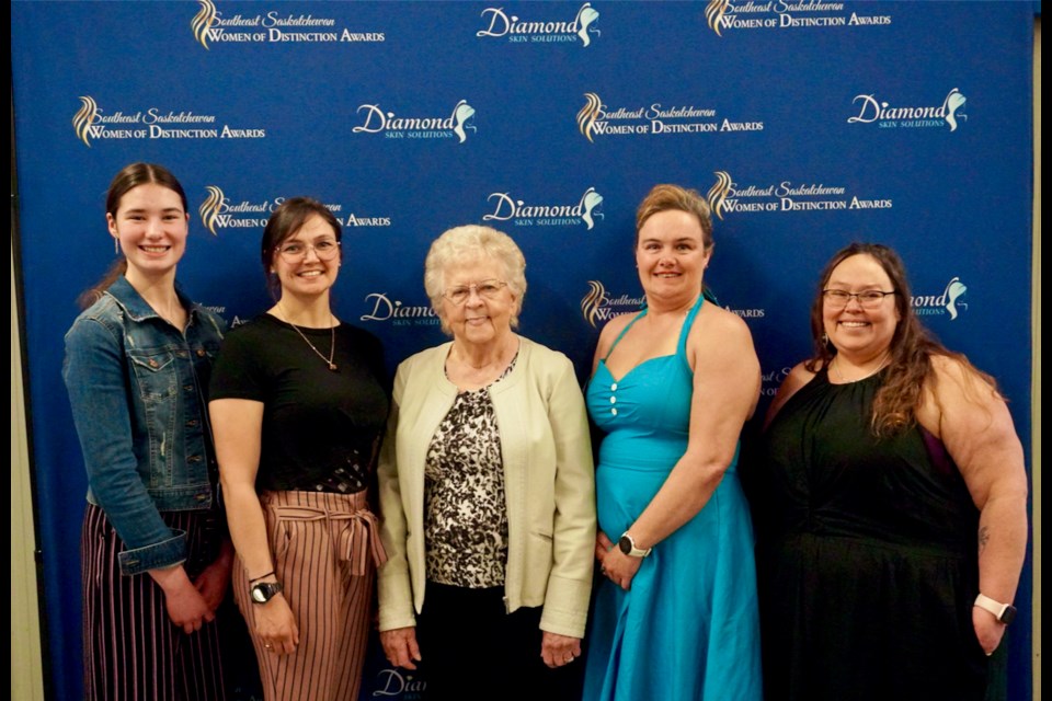 The 2024 Southeast Women of Distinction Award winners were, from left, Sasha Mantei (Young Visionary Award), Michelle Beaulieu (Outstanding Contribution to the Workplace), Vi Day (Innovative Leadership Award), Daniyale Woolsey (Outstanding Contribution to the Community) and Pam Gunnlaugson (Equity & Inclusion).