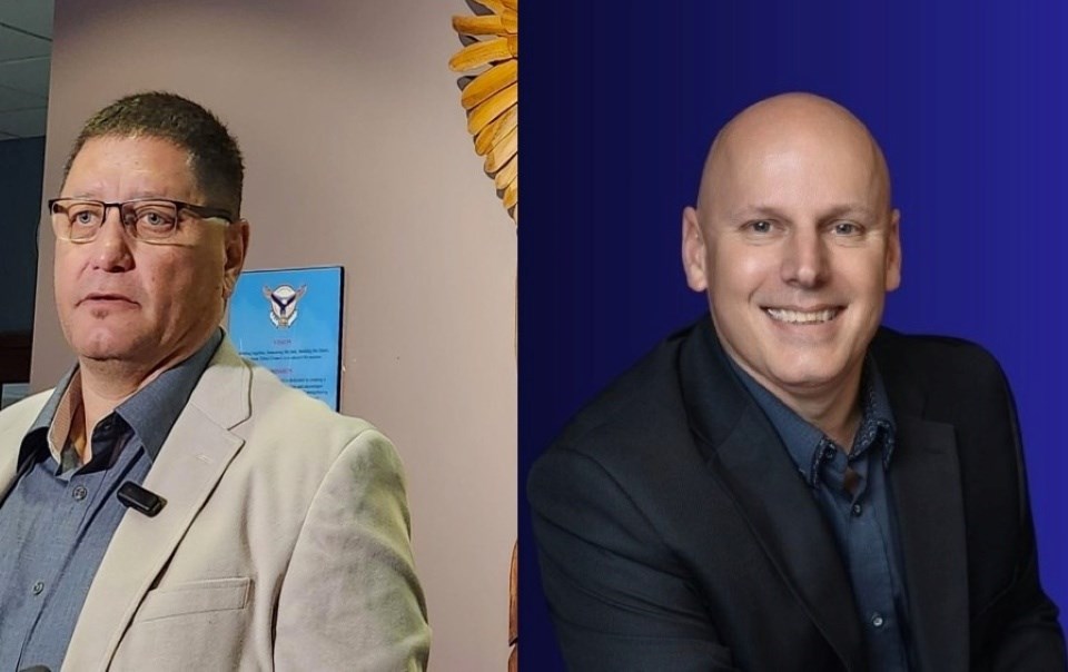 Saskatoon Tribal Council Chief Mark Arcand, left, and Ward 2 Councillor and Fairmont Baptist Church Pastor Robert Pearce.