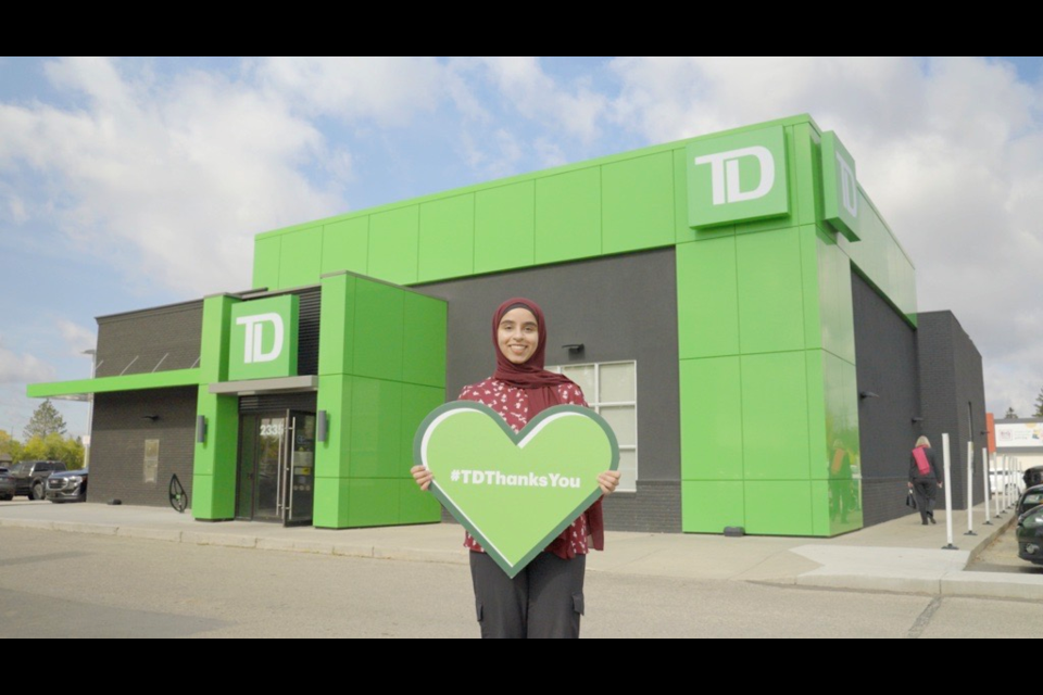 Saskatoon resident, Areeba Bilal, is the newest #TDThanksYou program recipient.