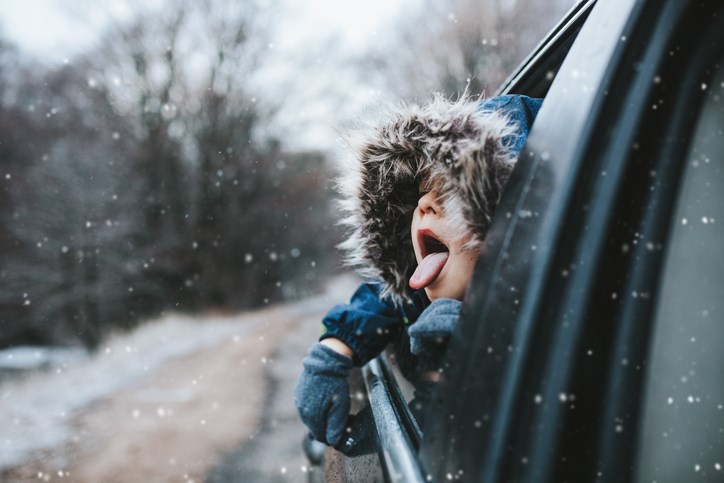 boy snow on tongue