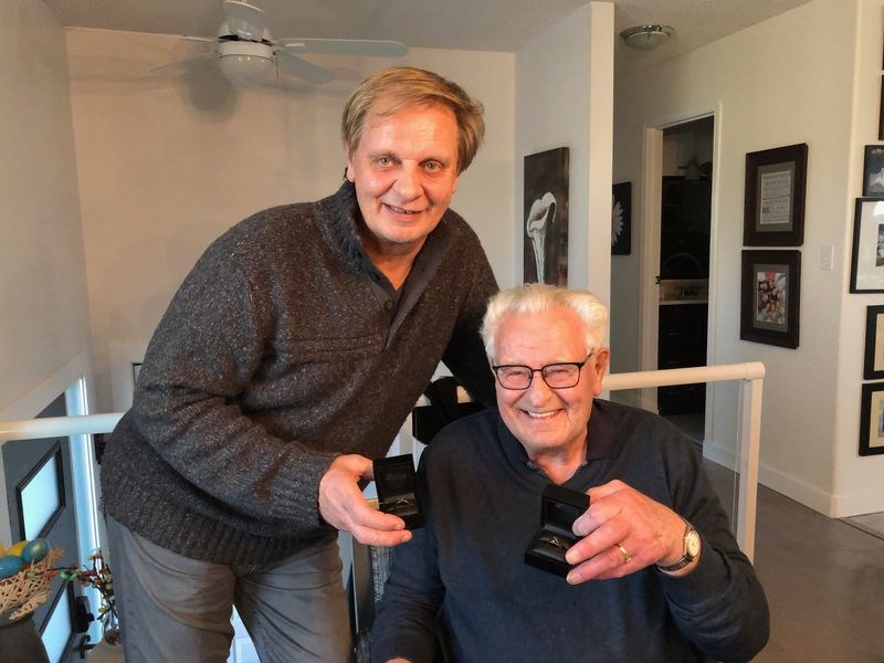 A presentation of two Garden of Saskatchewan Citizenship rings to Mike Sas and Wayne Sas was made on behalf of the Clark Family by Stan Stone of Madge Lake. 2022 represents the last year of the sponsored program, with an unprecedented five rings to be awarded.