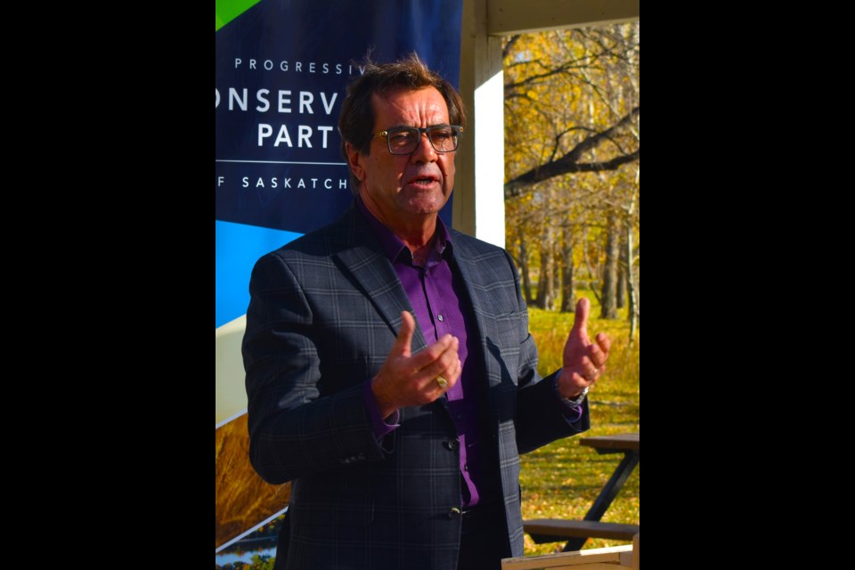 Progressive Conservative Party of Saskatchewan spokesman Dave Buscis speaks in an event last year in Warman.