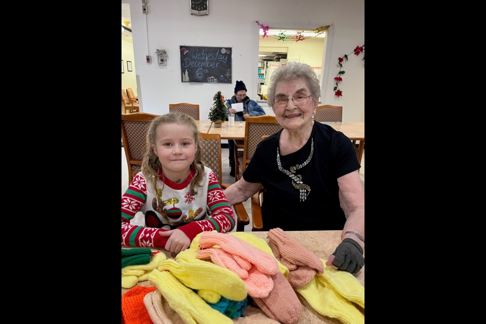 I only knit with one eye and my hands are getting older, but I just love doing it. I love doing it and seeing the kids. It also gives me something to do because the days are long if you don’t have something to do.”