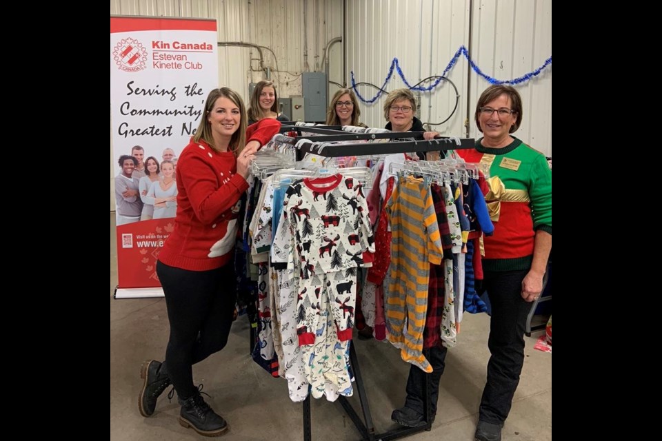 From left, Chelsey Istace, Jolie Bayda, Kristol Nagy, Raelene Fieber and Susan Colbow with the Estevan Kinette Club collected over 400 pyjamas for local kids this year. 