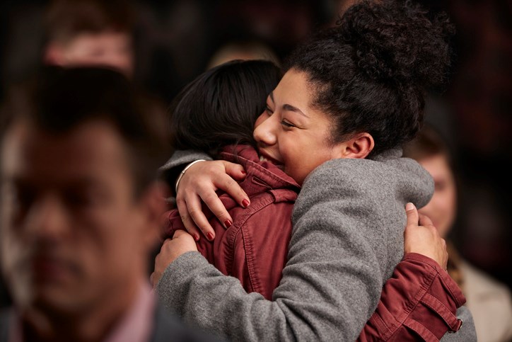 girlfriends hugging