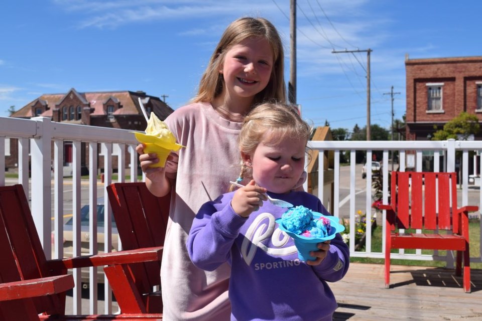 From her big smile, it was easy to see that six-year-old Mia Mills enjoyed the family trip to the Canora Dairy Bar on August 10. But her three-year-old sister Zoë was completely focused on digging into her tasty order of ice cream. Zoë and Mia make regular outings to Canora to visit their grandparents, Sherri Jo and Darrell Kobelka.