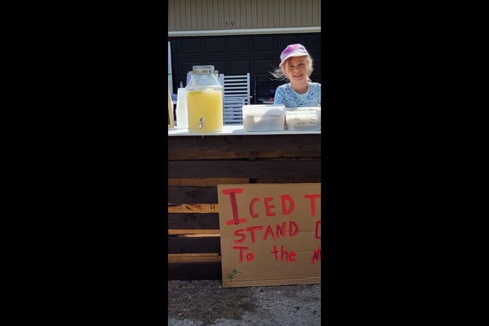 Canora residents of all ages have been getting involved in raising money for the new Aquatic Park. On June 11, six-year-old Aliannah Herriges (pictured) and her younger brother Loyer, 4, set up an iced tea stand fundraiser. They made $80.70 selling iced tea, lemonade, muffins and cookies, and “really enjoyed meeting all the thirsty customers.” Over the last two years, the pair has raised over $300 for the Canora Aquatic Park.