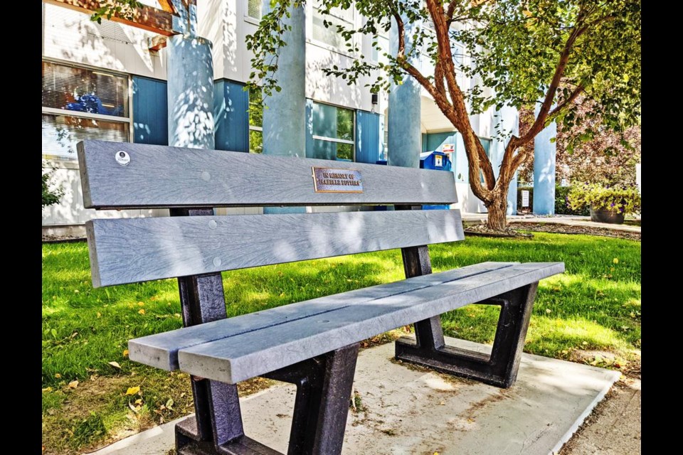 This bench at the Weyburn Public LIbrary will be dedicated in memory of Isabelle Butters on Sept. 12.