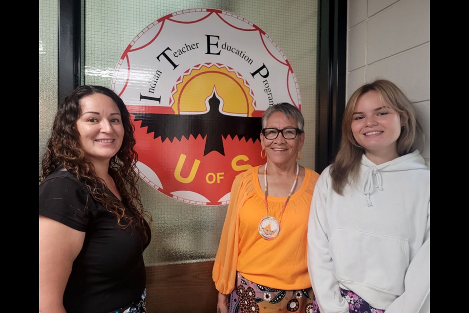 New ITEP student Janessa Mirasty (right) is pictured with her mother Dee Jay Bird (left) and her grandmother Judy Pelly (centre). 
