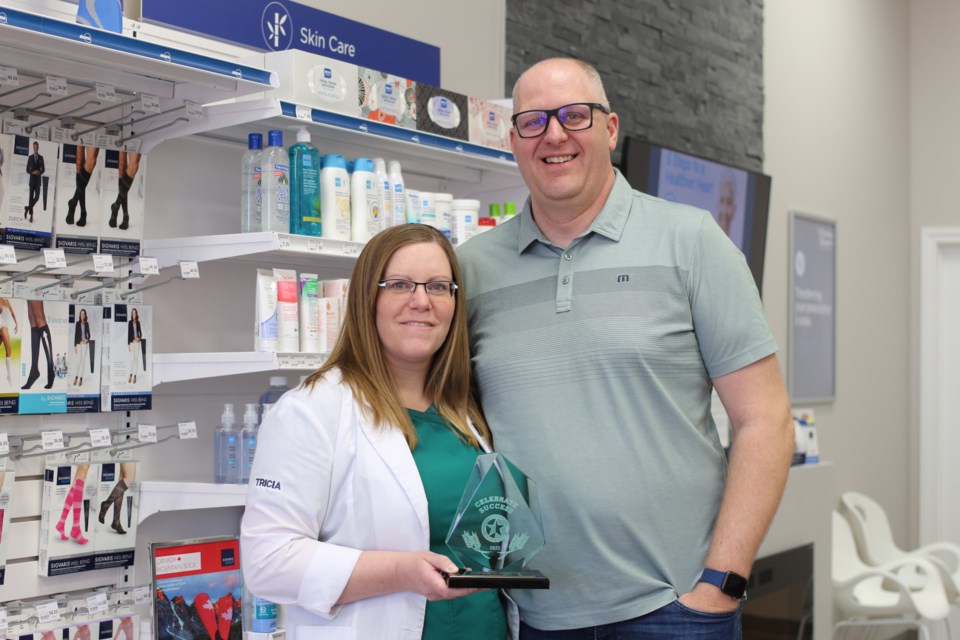 Tricia and Brad Klassen of the Yorkton Medicine Shoppe pictured here with their Small Business of the Year Award.   