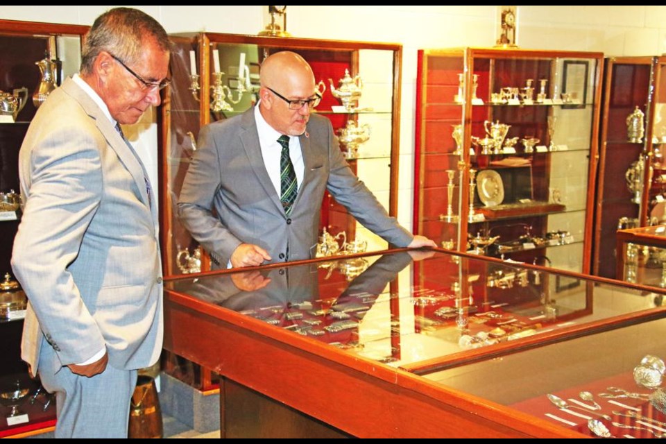 Lt.-Gov. Russ Mirasty is with Jeff Richards on a tour of the Soo Line Historical Museum, when he visited Weyburn in 2022 to attend a High Tea, hosted by the City.