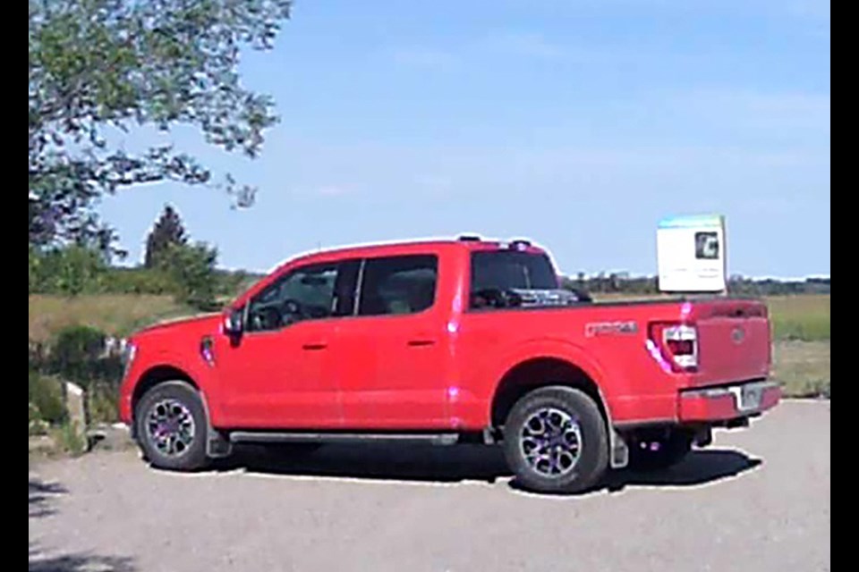 A picture of the red Ford F-150 belonging to Dawn Walker, that was located by RCMP at Chief Whitecap Park, is being circulated so the public can check their dash-cam videos for sightings.