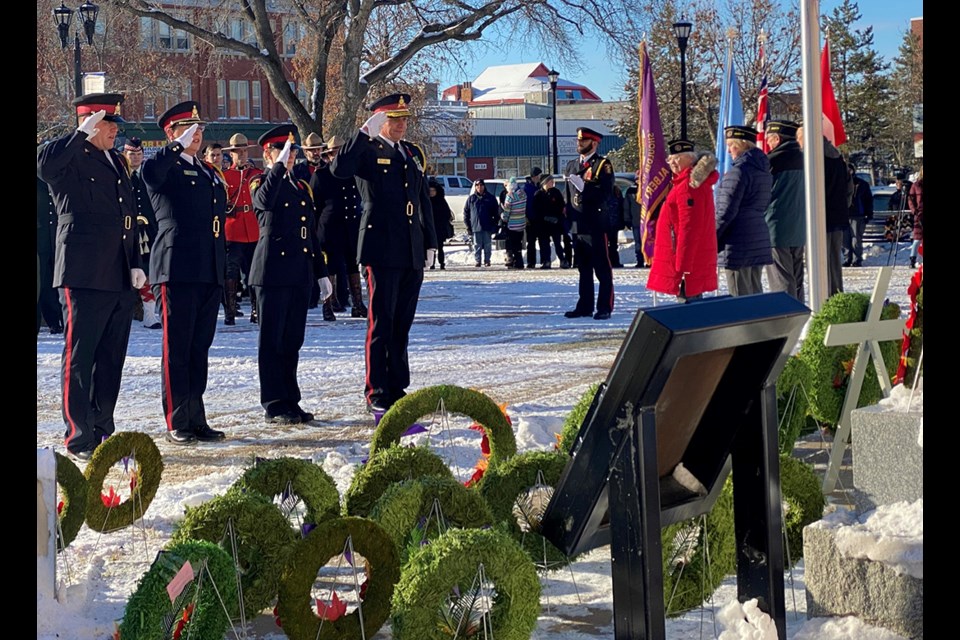 The Royal Canadian Legion #2 hosted a Remembrance Day ceremony Thursday at the Memorial Square on Central Avenue. 