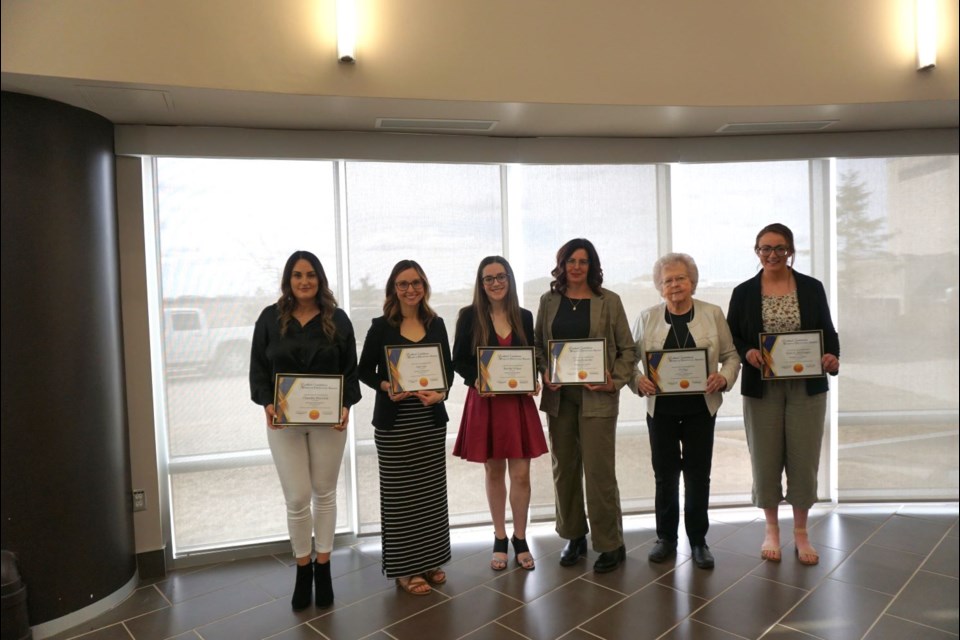 Nominees for the Innovative Leadership Award, presented by SaskTel, are Chandra Marchuk, Sara East, Brooke Wilson, Trina Battersby, Vi Day and Kylie Jo McGregor. Missing is Daralee Kittelson.