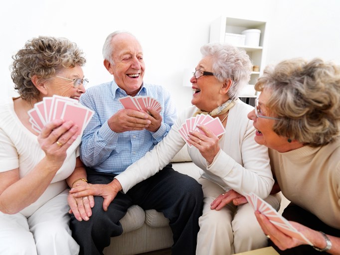 Seniors playing cards