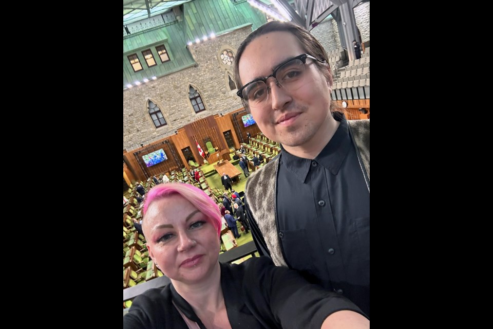 Laurie George, left, and Cruize Jerome inside the Parliament.