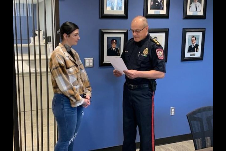 Anna Volmer was sworn in by Deputy Chief Murray Cowan as Estevan's new bylaw officer.