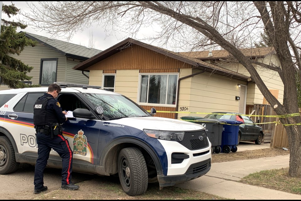 Melissa Duquette’s body was found in this home Monday morning and Saskatoon police still had a presence Tuesday afternoon with two police vehicles in the front and at least one in the back. 