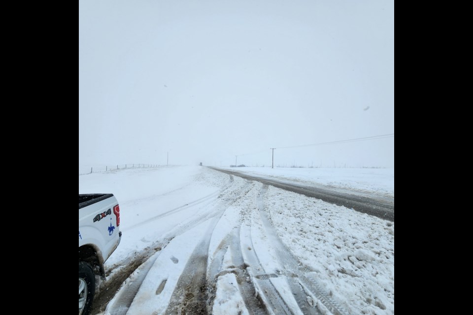 Highway 13, west of Manor, Saskatchewan. 