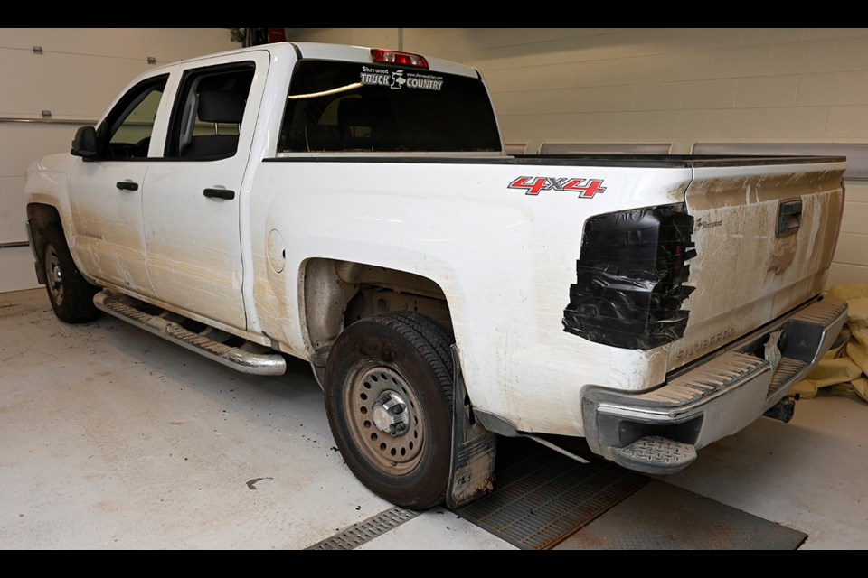 A truck that may have been involved in the circumstances of a suspicious death has distinguishing features such as a different tire/rim on the back driver’s side and black tape over the driver’s side taillight.