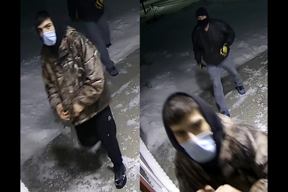 The subjects captured on the images released by RCMP are suspected of being involved in the theft of surveillance equipment at two businesses within the city.