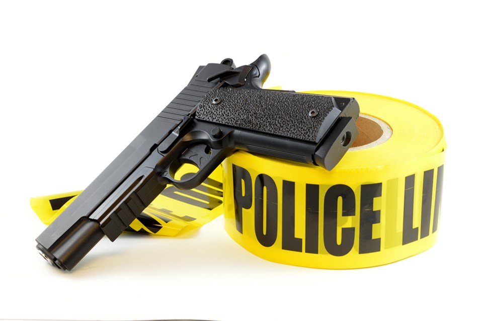 police handgun police tape