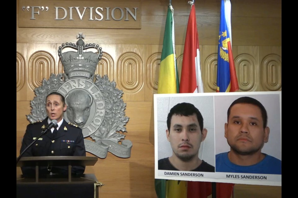 F Division Commanding Officer Rhonda Blackmore at a news conference Sunday regarding the incidents around James Smith Cree Nation.