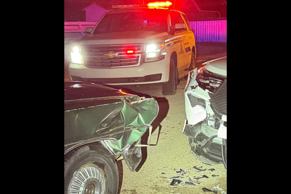 On May 21, a vehicle drove erratically and then collided with a parked RCMP vehicle in Swift Current. 
