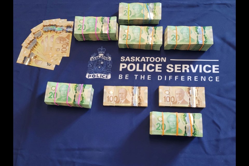 Cash seized by SPS after an investigation of drug traffickers that began in Oct. 2021.