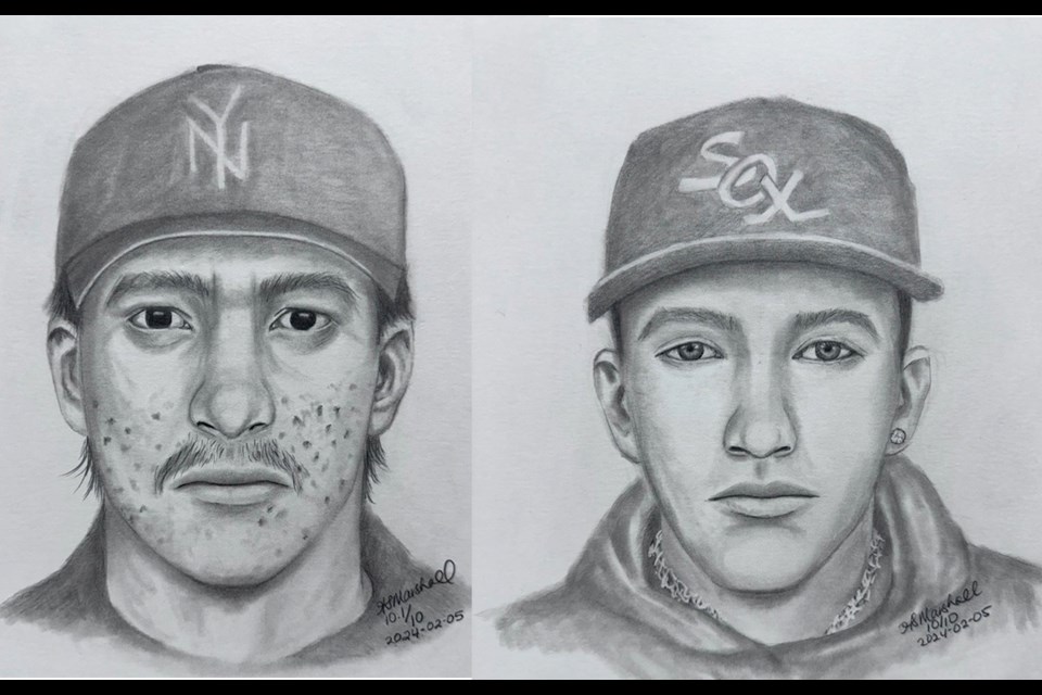 The first suspect is a male believed to be in his late 20’s and between 5-foot-6 and 5-foot-8. He has a medium build and fresh facial acne. He was wearing a dark sweater.