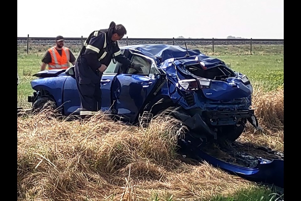 Unity RCMP are investigating after recovering a submersed vehicle near Wilkie on Tuesday.