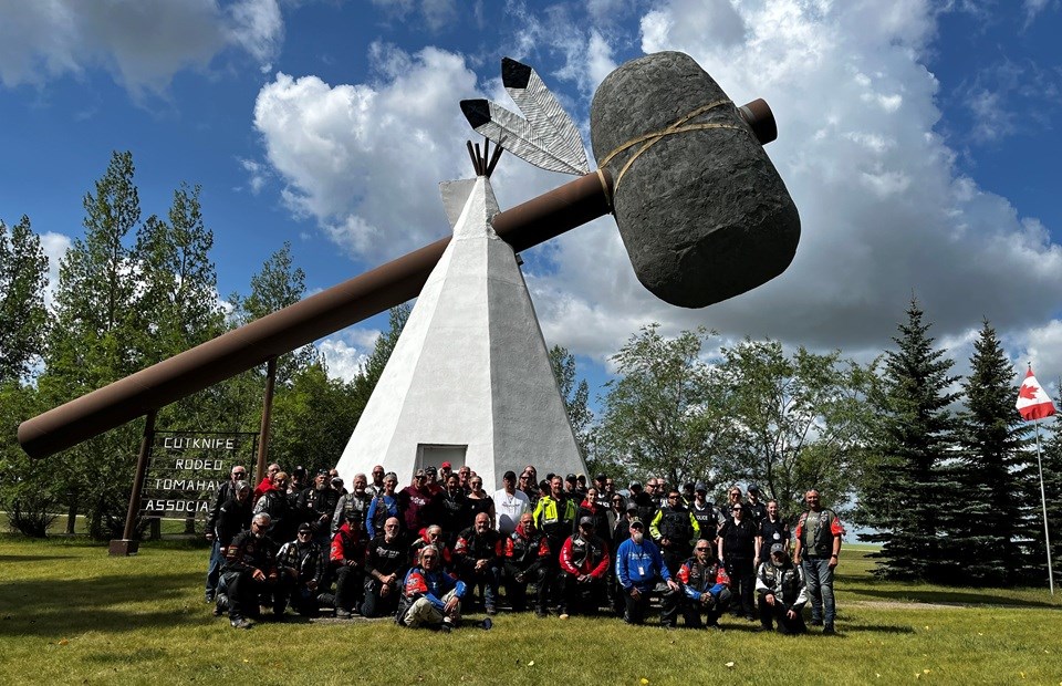 The Rolling Barrage is a group of motorcycle riders who raise awareness around post-traumatic stress disorders and injuries. This group drove through Cut Knife on Aug. 11.