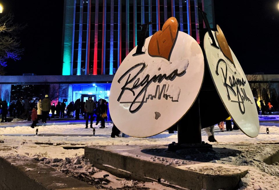 regina city sign winter