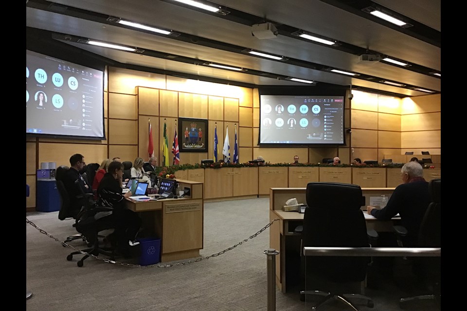 The scene at Regina City Hall council chambers Wednesday morning as budget deliberations went on for a second day on Dec. 15.