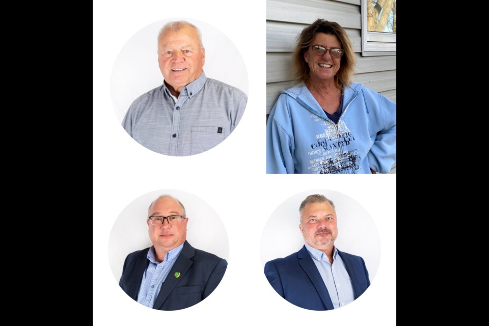 Top row, from left, RM of Estevan Division 2 candidates Don Hilstrom and Barabara Connely. Bottom row, from left, Division 4 councillor James Trobert, and Division 6 councillor James Smith. 
