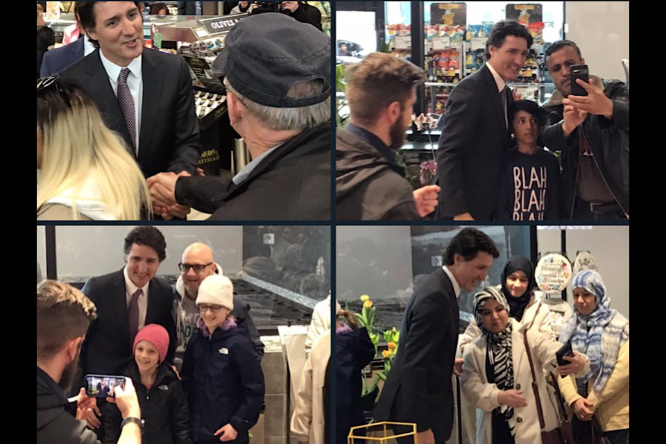 Scenes from Justin Trudeau’s visit to Co-op in Harbour Landing on April 13.