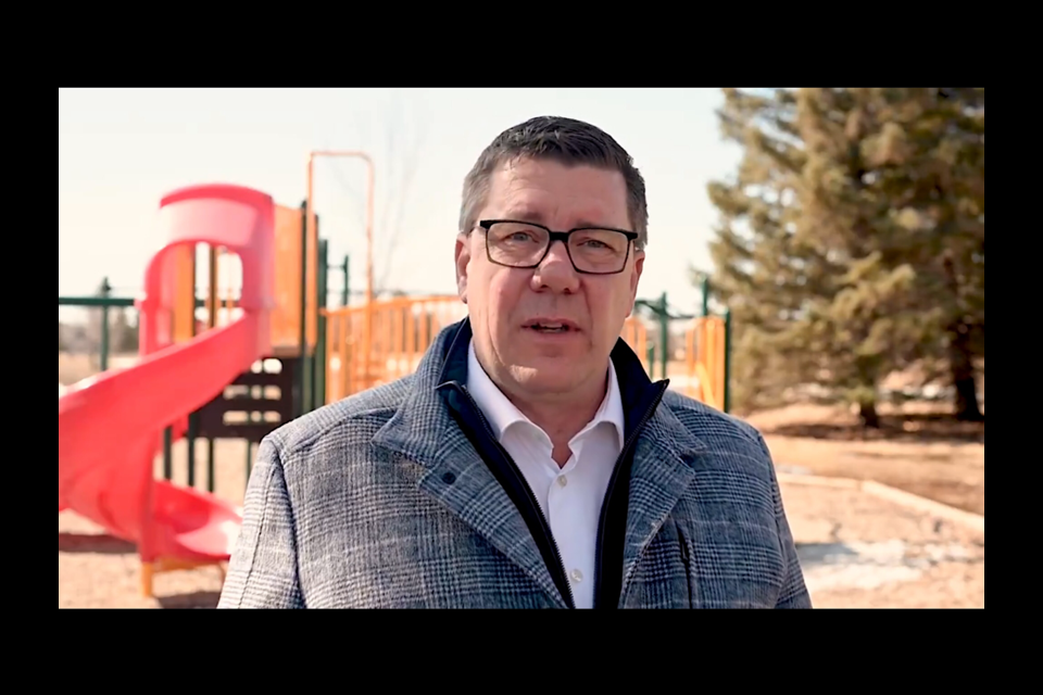 Premier Scott Moe is shown in a video in advance of the 2024 budget.