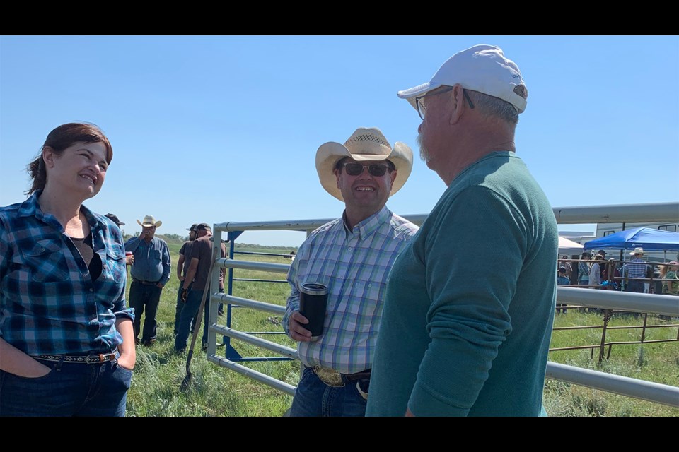 New NDP leader Carla Beck joined cattle producers in the southeast on Wednesday for branding day. 