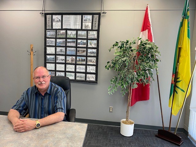 MLA Ryan Domotor awaits constituents June 8 in Wilkie during his mobile office tour.