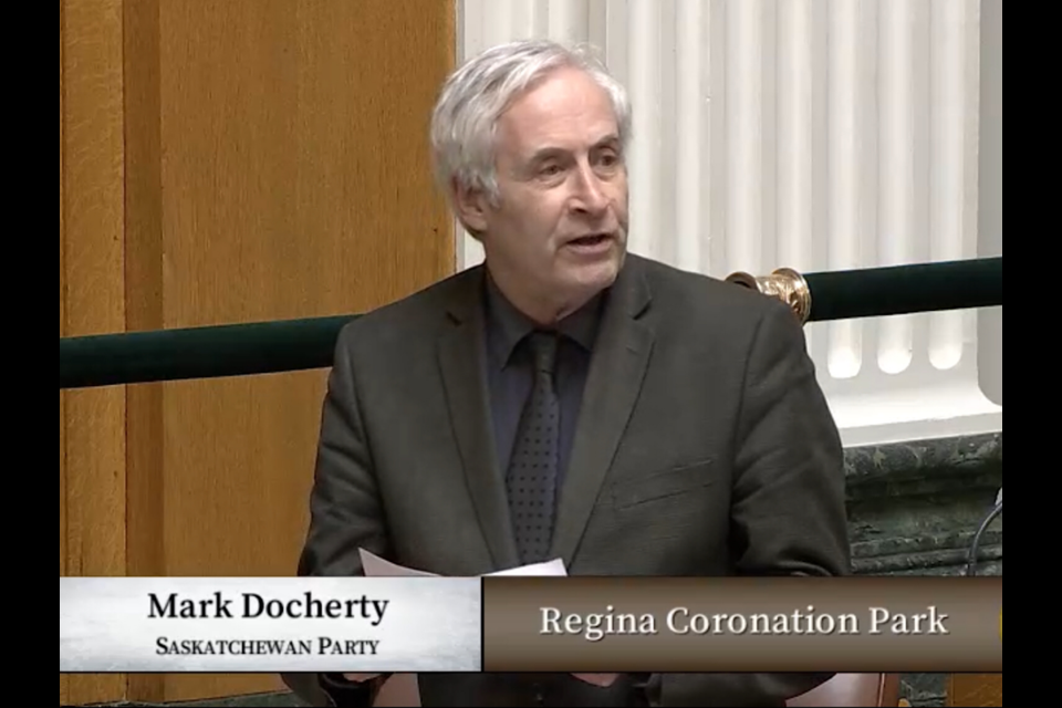 Mark Docherty in the legislature Monday.