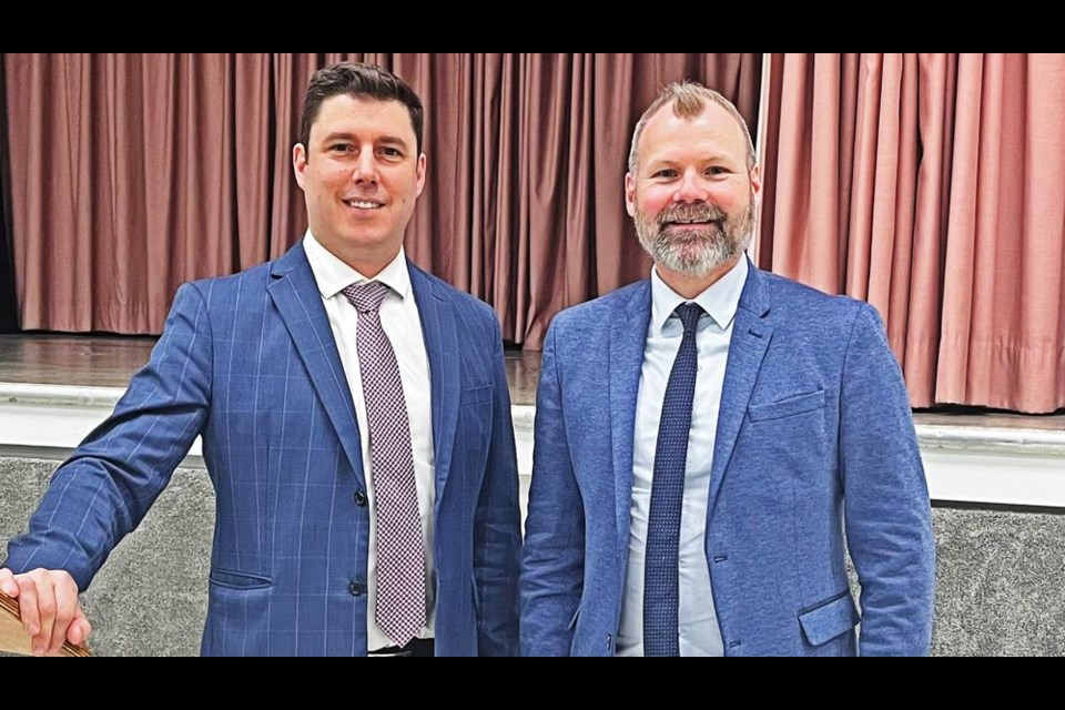 Mike Weger, left, is the new candidate for the Sask Party for Weyburn-Bengough, as current MLA Dustin Duncan announced he will not be running in this fall's election.