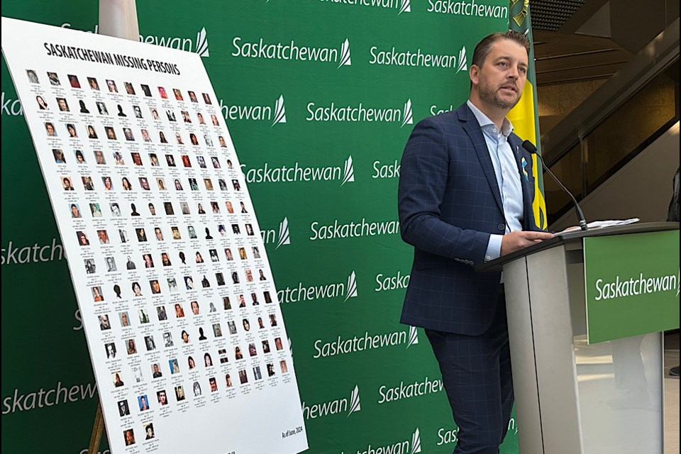 Attorney General Tim McLeod speaks at the event marking Missing Persons Week.