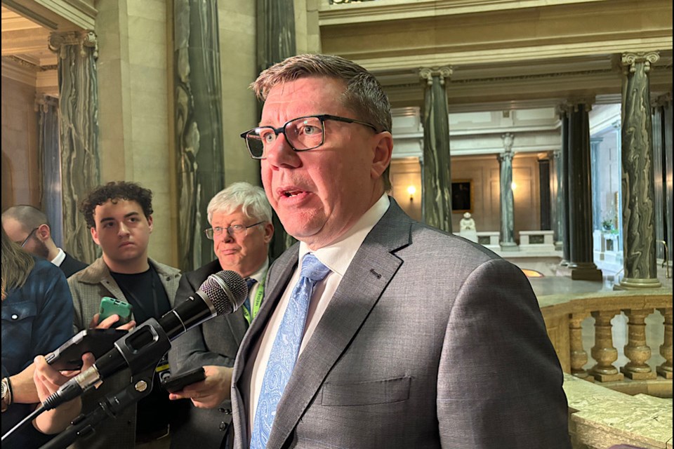 Premier Scott Moe reacts to reporters about the USA move to allow Russia market access for ag and fertilizer.