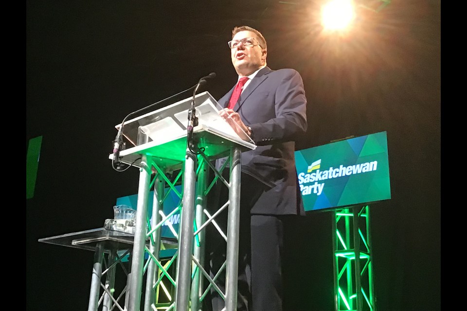 Premier Scott Moe is seen addressing the Regina Premier’s Dinner audience Thursday, Sept. 7. Moe was the first of many Sask Party candidates to be nominated for the 2024 election.