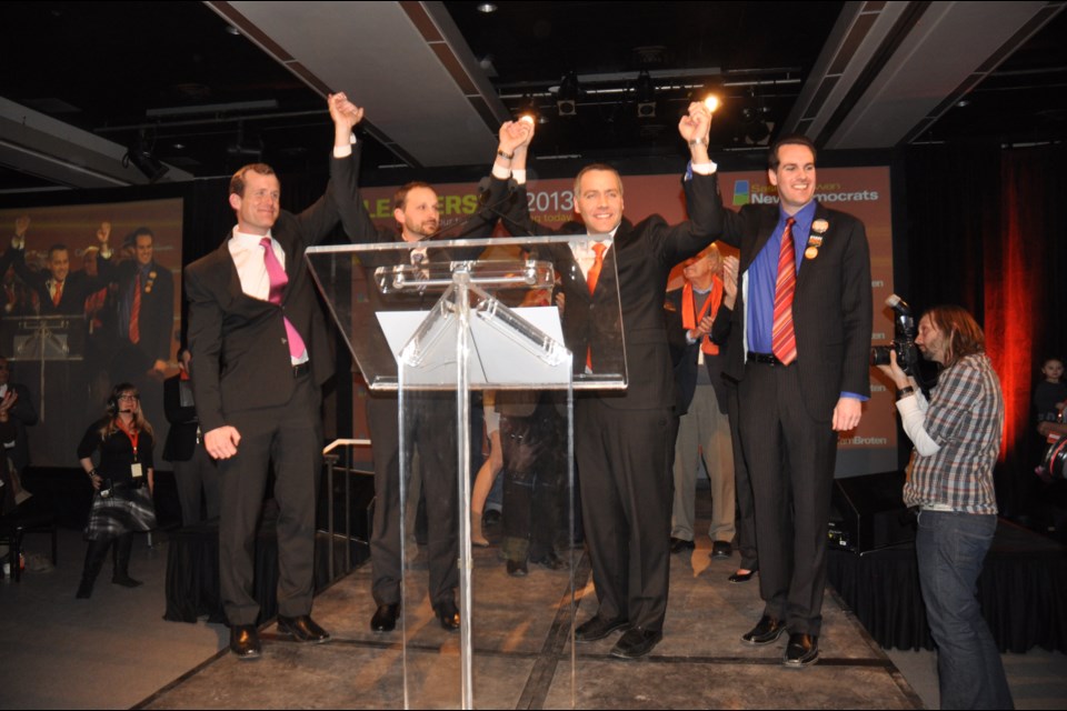 This scene is from the end of the 2013 NDP leadership, won by Cam Broten by 44 votes on the second ballot.