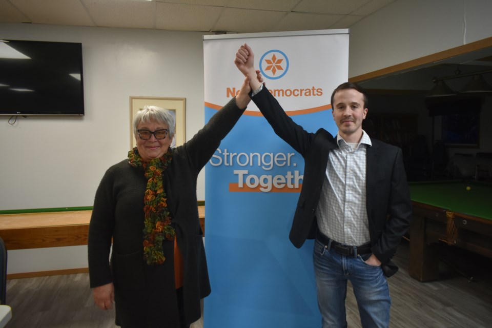NDP Vice President Linda Osachoff and NDP Canora-Pelly candidate Wynn Fedorchuk posed for the nomination meeting.