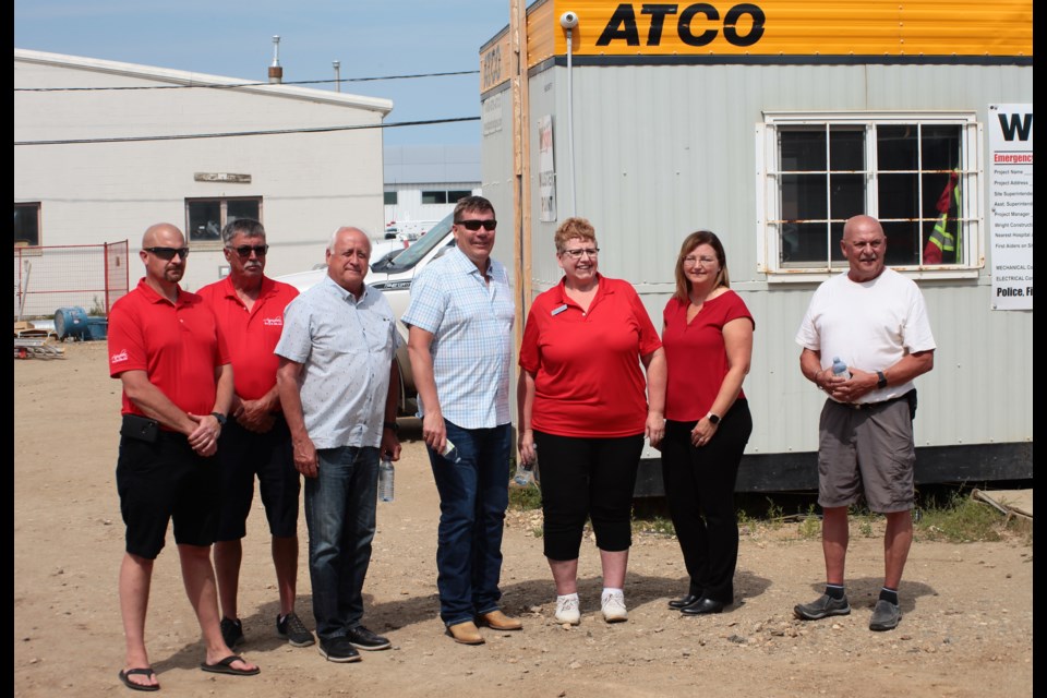 Premier Scott Moe, MLA David Marit and the Town Council for Assiniboia took a tour of the Southland Co-op Centre Arena on August 3. From left are Councillor Kent Fettes, Councillor Bob Ellert, MLA David Marit, Premier Scott Moe, Mayor Sharon Schauenberg, Councillor Reneé Clermont, and Councillor Peter Kordus.