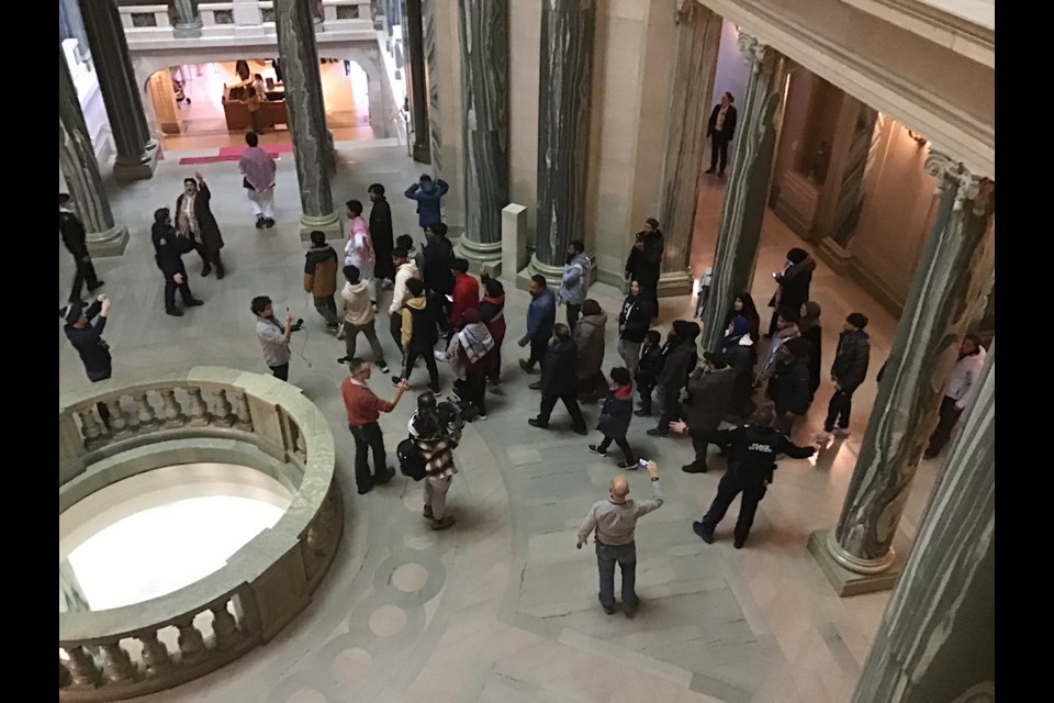 Scenes from the protest inside and outside the Sask. legislature Monday afternoon.