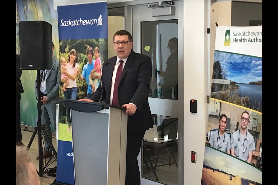 Premier Scott Moe at the event marking the completion of the Regina Urgent Care Centre.